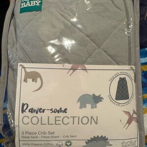 Gray and Dinisour 3 Piece Crib Set